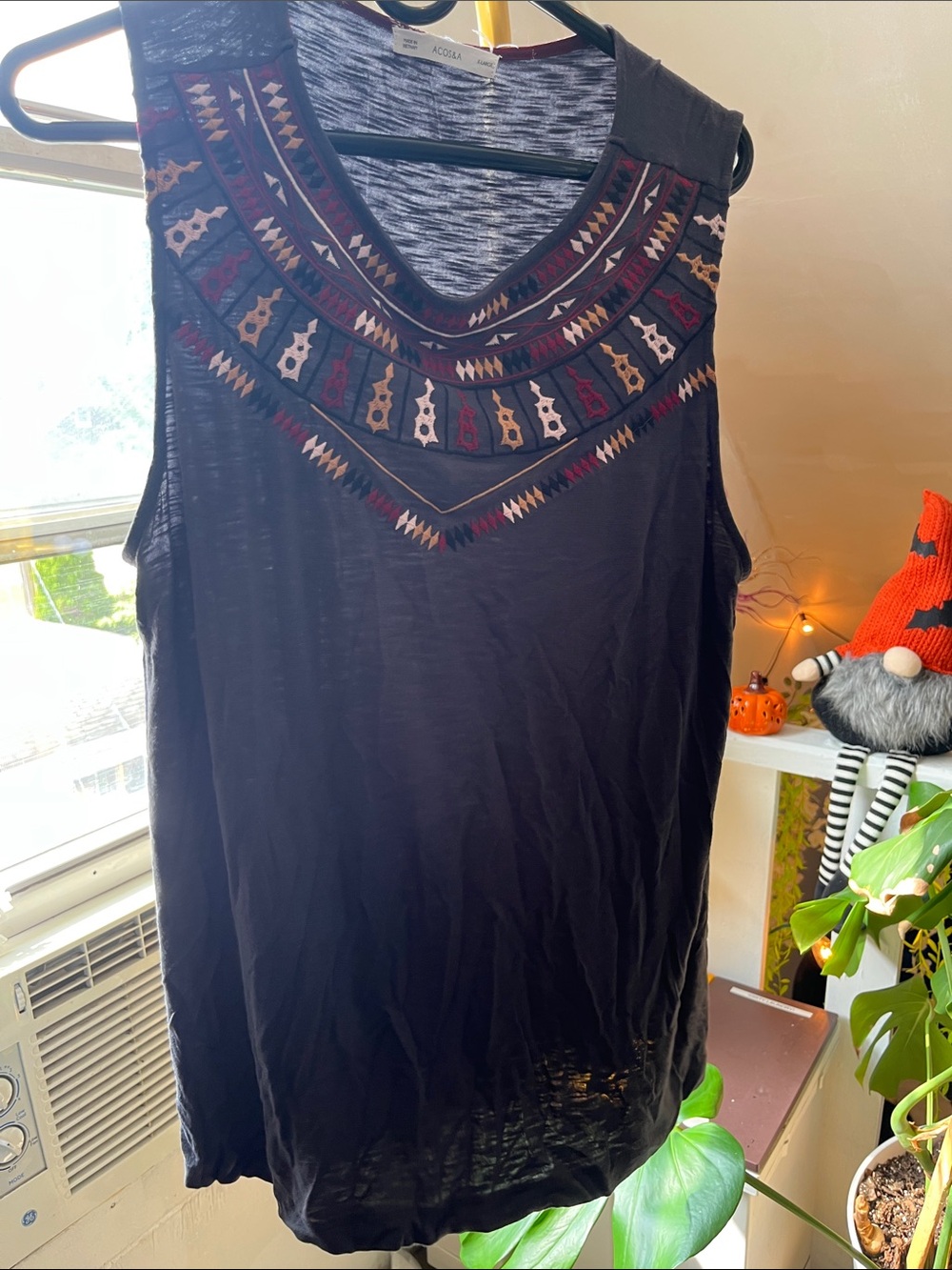 Arcadia Black Embroidered Sleeveless Tank Top